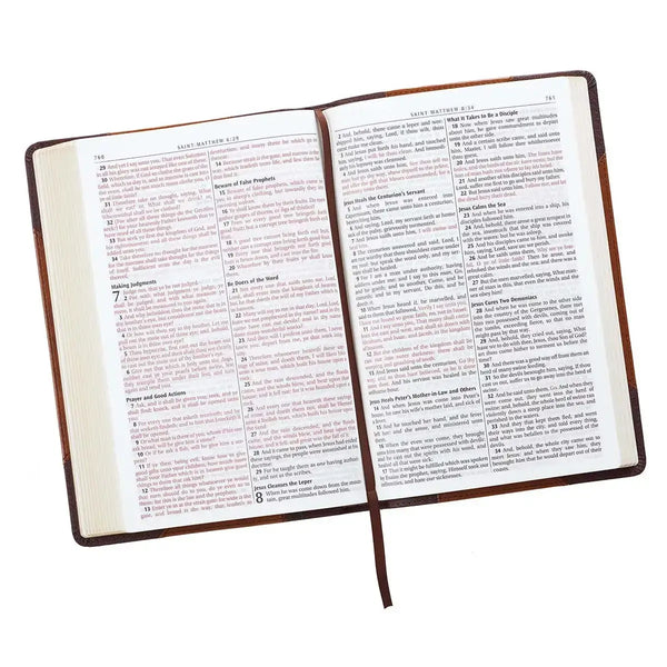 Two-tone Brown Faux Leather Large Print Thinline King James Version Bible