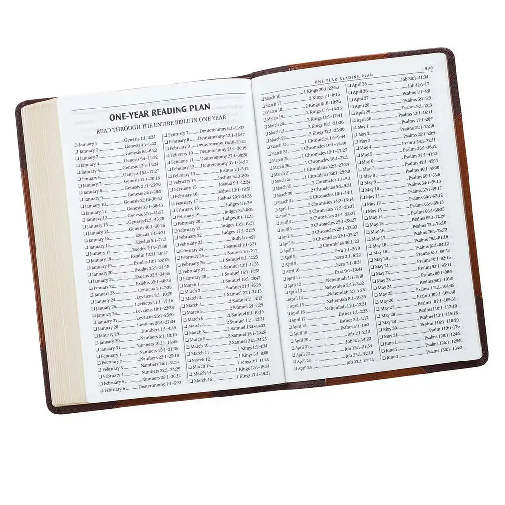 Two-tone Brown Faux Leather Large Print Thinline King James Version Bible