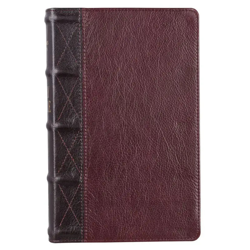 Two-Tone Brown Full Grain Leather Giant Print King James Version Bible with Thumb Index Main image
