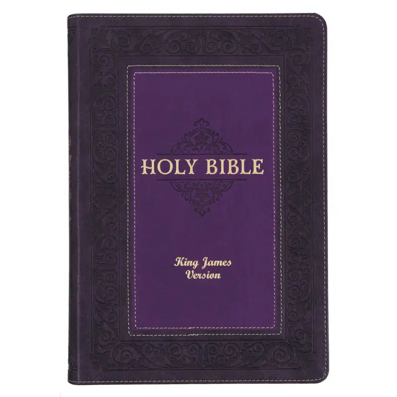 Two-Tone Purple Faux Leather Large Print King James Version Study Bible with Thumb Index Main image