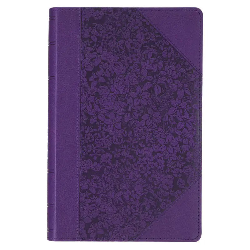 Two-tone Purple Floral Faux Leather Giant Print Standard-size King James Version Bible with Thumb Index