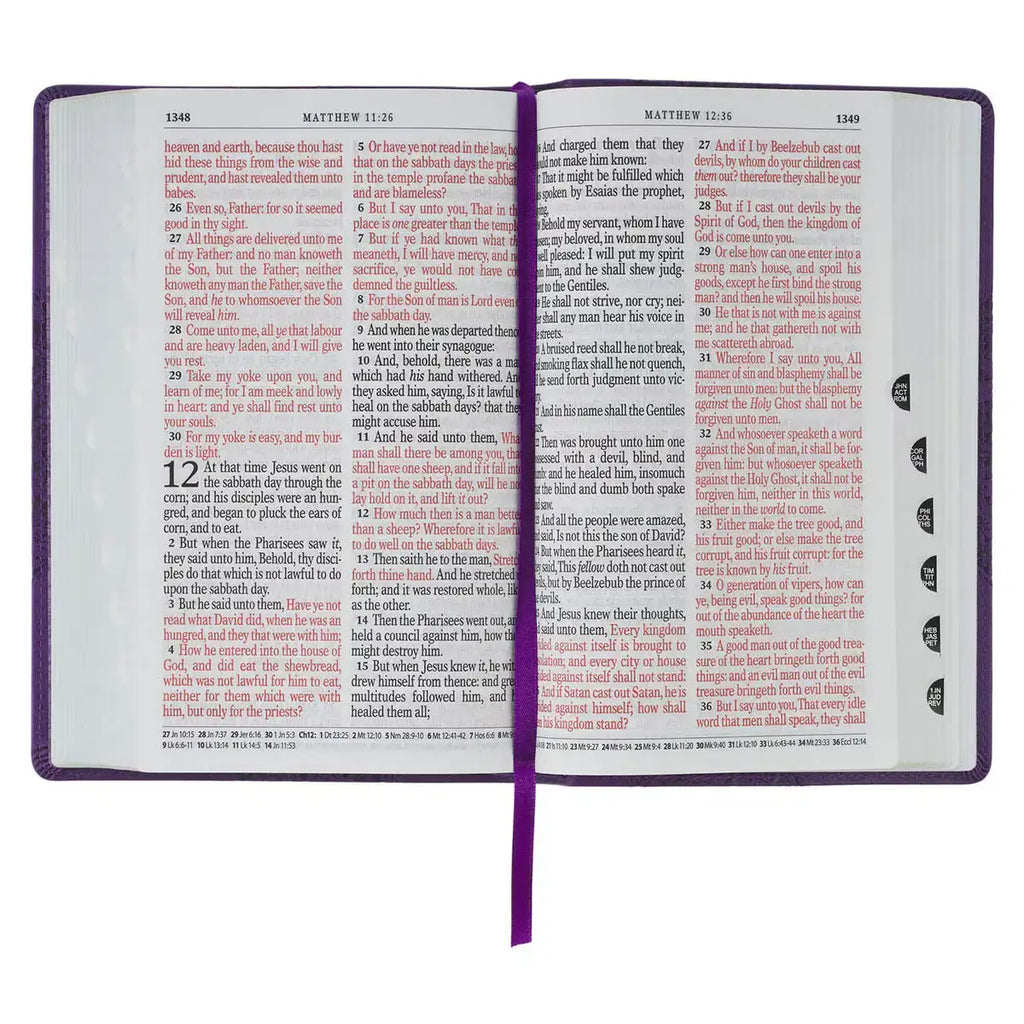 Two-tone Purple Floral Faux Leather Giant Print Standard-size King James Version Bible with Thumb Index