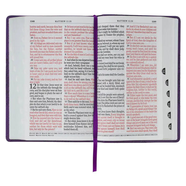 Two-tone Purple Floral Faux Leather Giant Print Standard-size King James Version Bible with Thumb Index