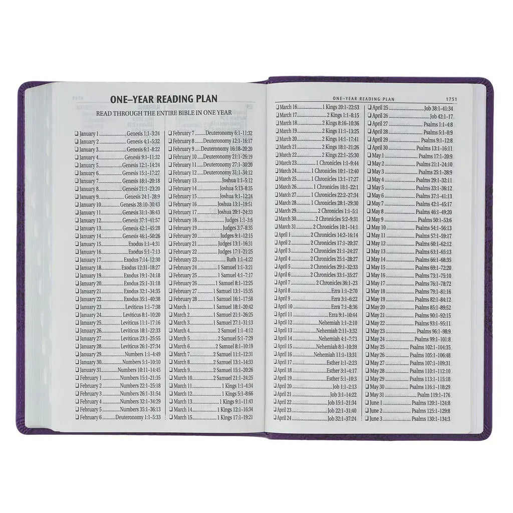 Two-tone Purple Floral Faux Leather Giant Print Standard-size King James Version Bible with Thumb Index