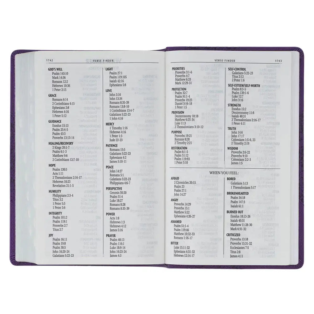 Two-tone Purple Floral Faux Leather Giant Print Standard-size King James Version Bible with Thumb Index