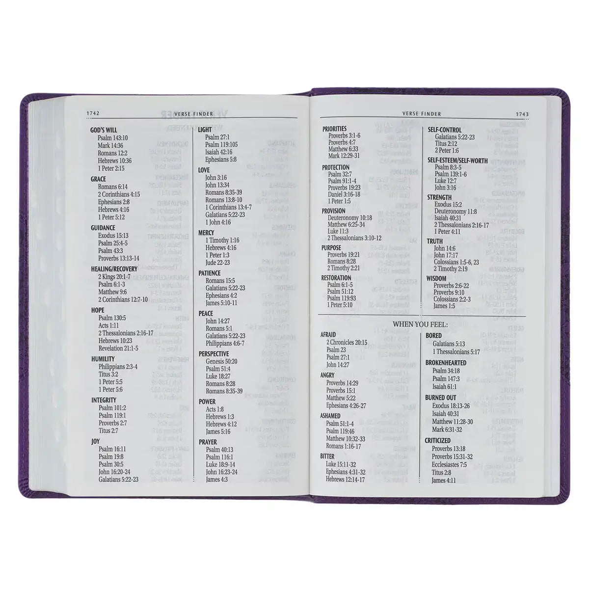 Two-tone Purple Floral Faux Leather Giant Print Standard-size King James Version Bible with Thumb Index
