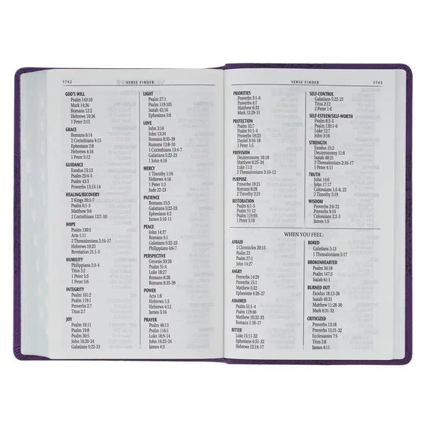 Two-tone Purple Floral Faux Leather Giant Print Standard-size King James Version Bible with Thumb Index
