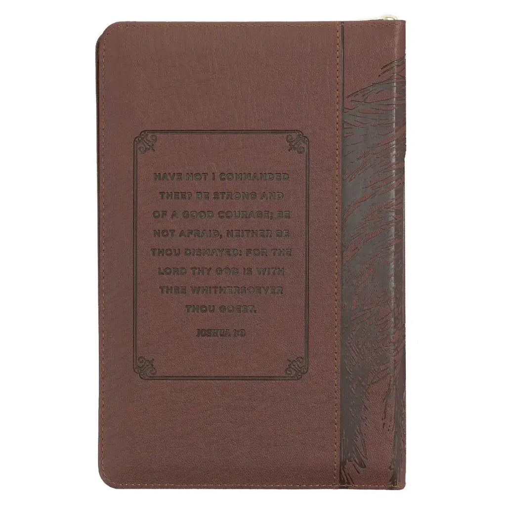 Walnut Brown Faux Leather King James Version Deluxe Gift Bible with Thumb Index & Zippered Closure