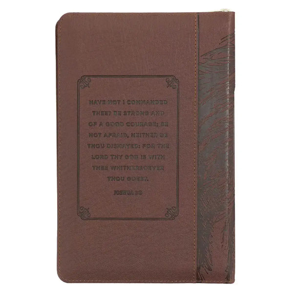 Walnut Brown Faux Leather King James Version Deluxe Gift Bible with Thumb Index & Zippered Closure