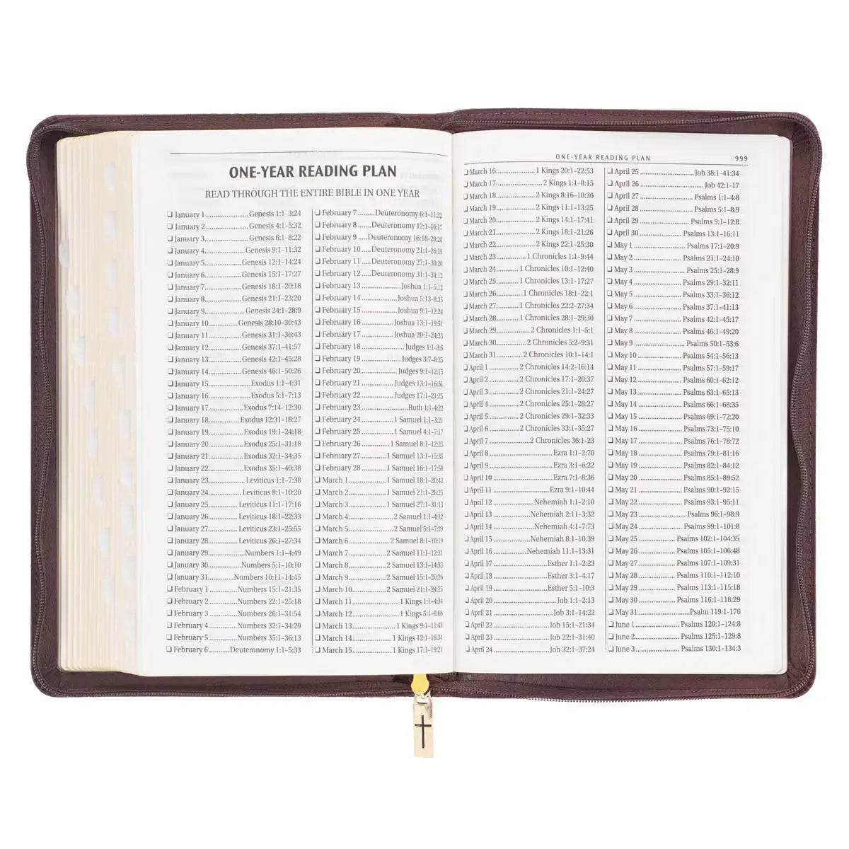 Walnut Brown Faux Leather King James Version Deluxe Gift Bible with Thumb Index & Zippered Closure