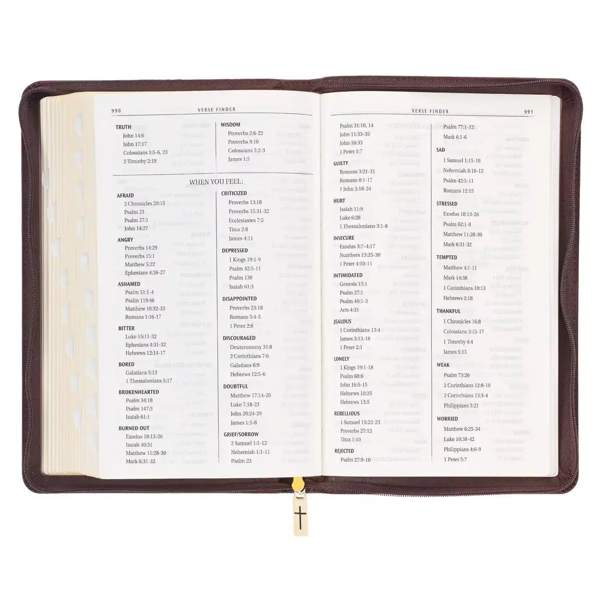 Walnut Brown Faux Leather King James Version Deluxe Gift Bible with Thumb Index & Zippered Closure