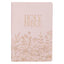 Whisper Pink Floral Faux Leather Large Print Thinline King James with Thumb Index