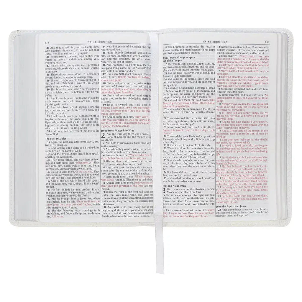 White Faux Leather Compact King James Version Bible