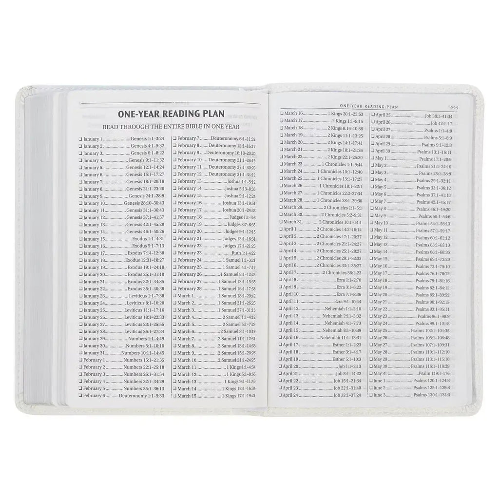 White Faux Leather Compact King James Version Bible