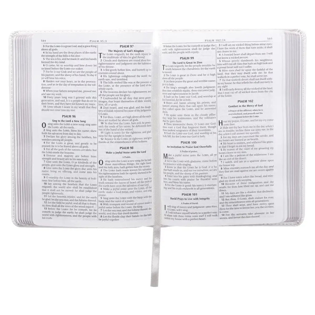 White Faux Leather Compact King James Version Bible
