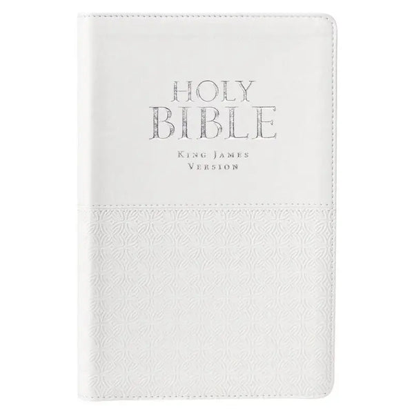 White Faux Leather King James Version Deluxe Gift Bible with Thumb Index