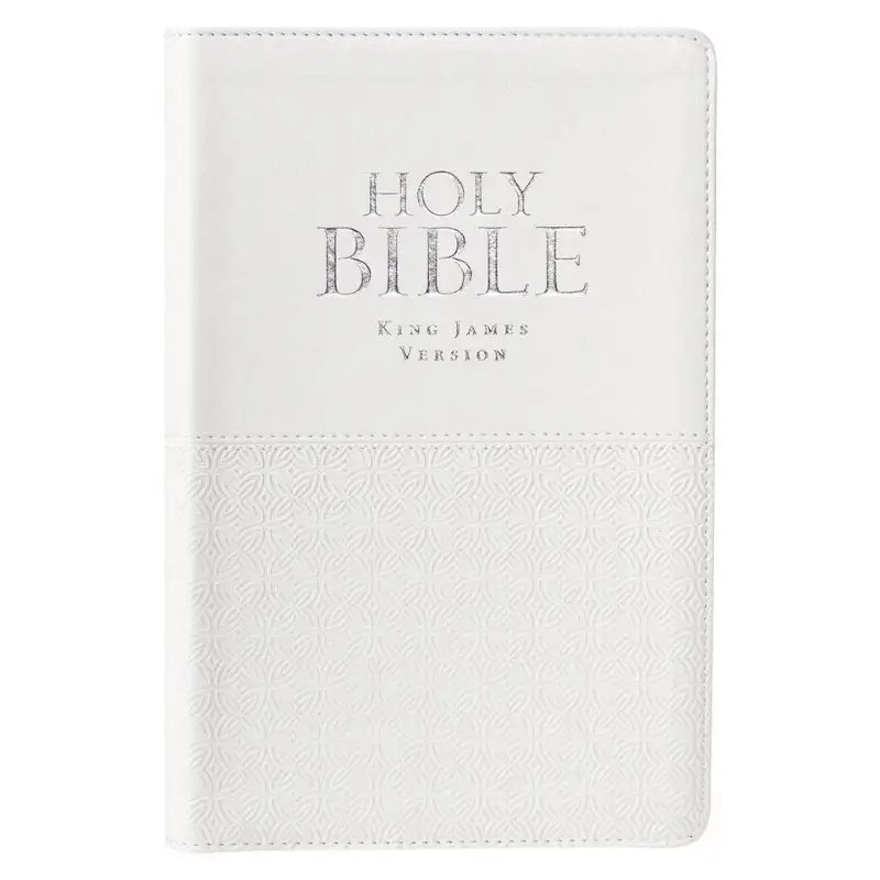 White Faux Leather King James Version Deluxe Gift Bible with Thumb Index Main image