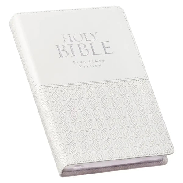 White Faux Leather King James Version Deluxe Gift Bible with Thumb Index