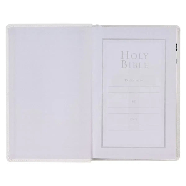 White Faux Leather King James Version Deluxe Gift Bible with Thumb Index