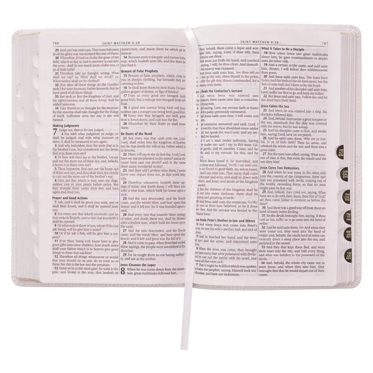 White Faux Leather King James Version Deluxe Gift Bible with Thumb Index