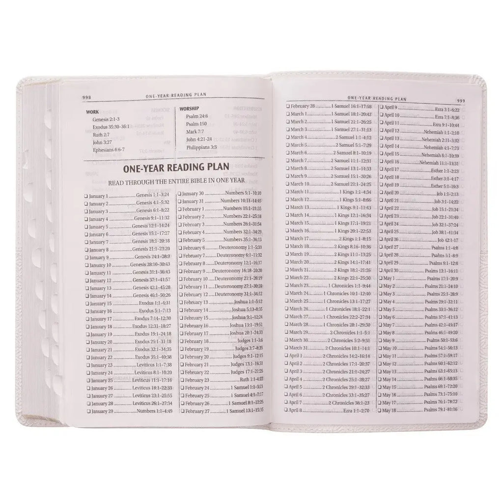 White Faux Leather King James Version Deluxe Gift Bible with Thumb Index