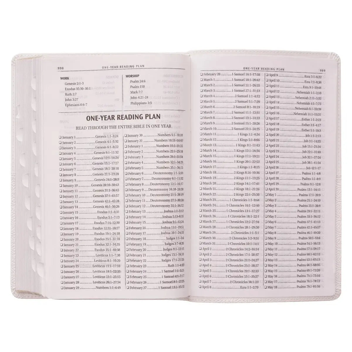 White Faux Leather King James Version Deluxe Gift Bible with Thumb Index