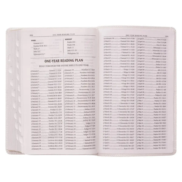 White Faux Leather King James Version Deluxe Gift Bible with Thumb Index