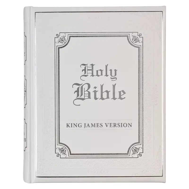 White Faux Leather King James Version Family Bible Main image