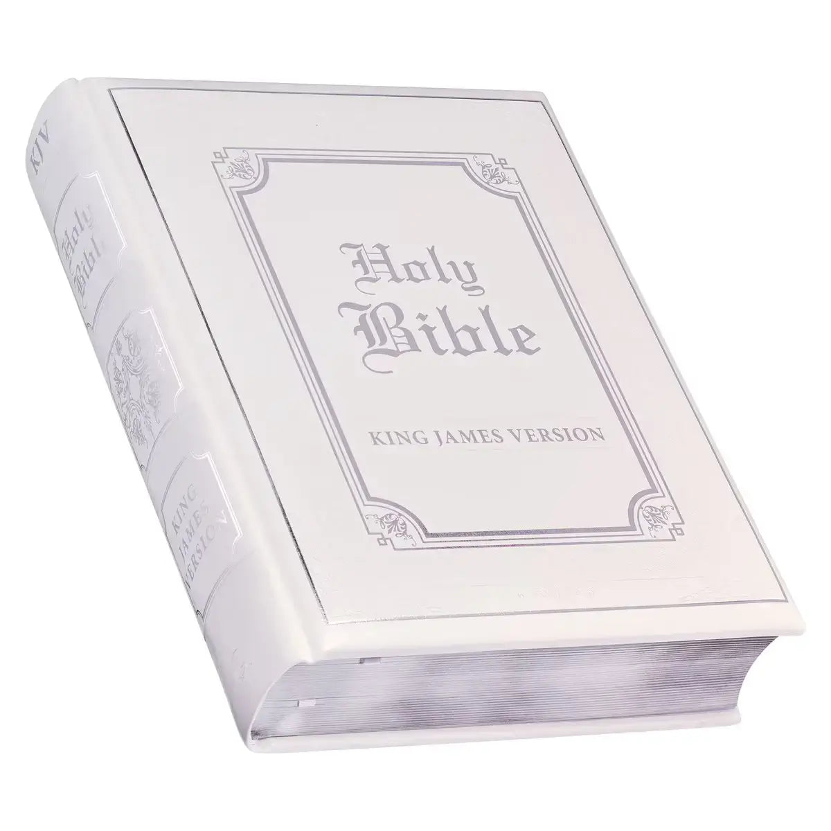 White Faux Leather King James Version Family Bible