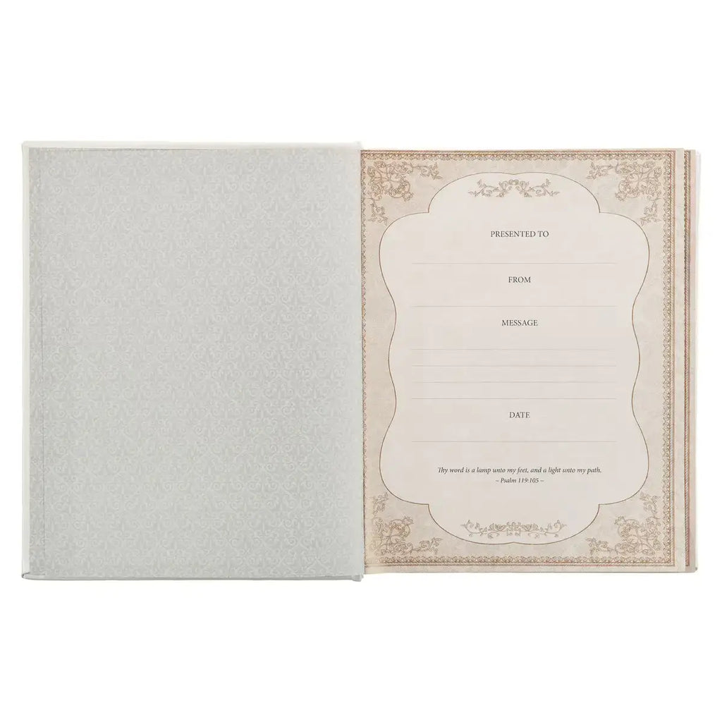 White Faux Leather King James Version Family Bible