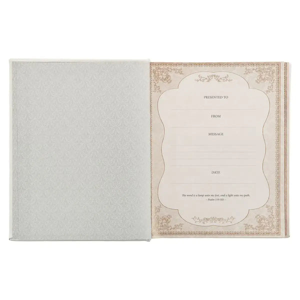 White Faux Leather King James Version Family Bible