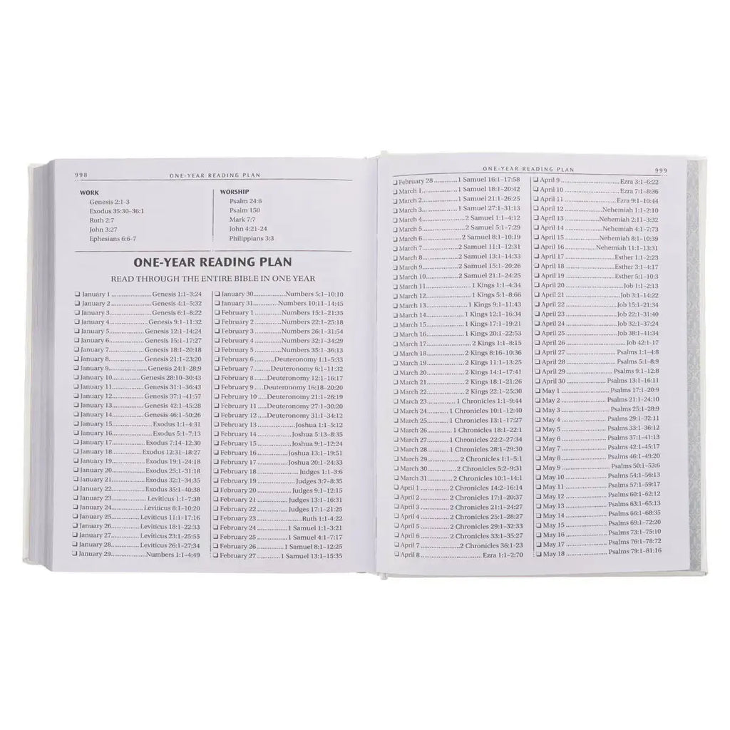 White Faux Leather King James Version Family Bible