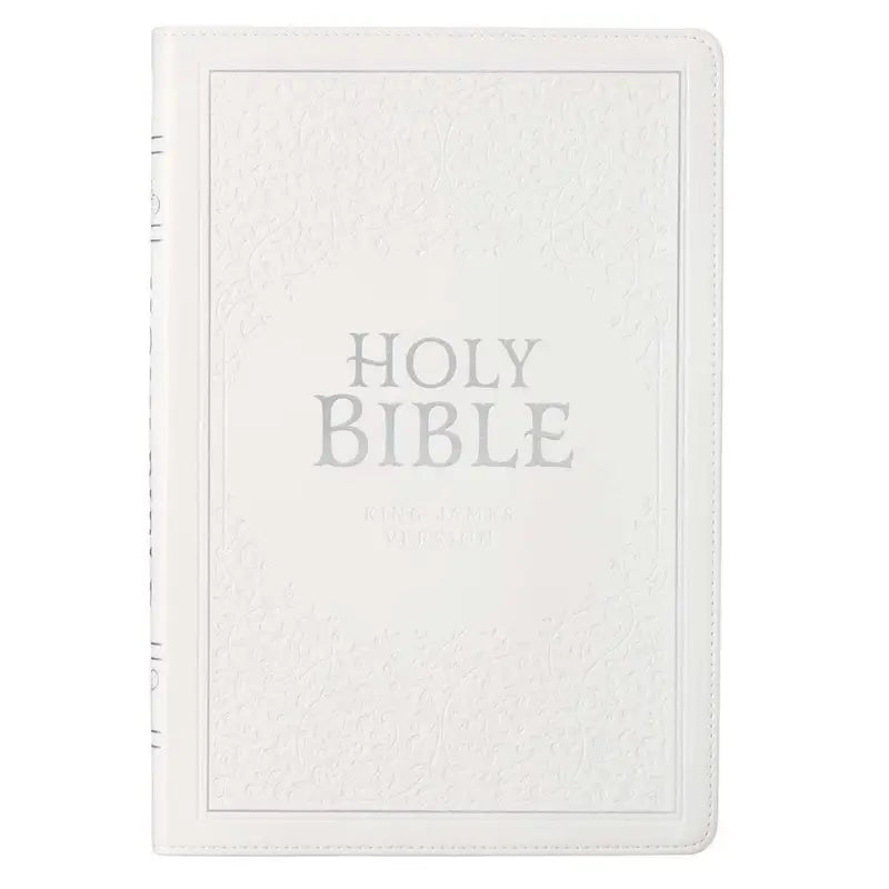 White Faux Leather Large Print Thinline King James Version Bible with Thumb Index Main image