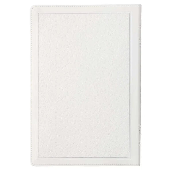 White Faux Leather Large Print Thinline King James Version Bible with Thumb Index