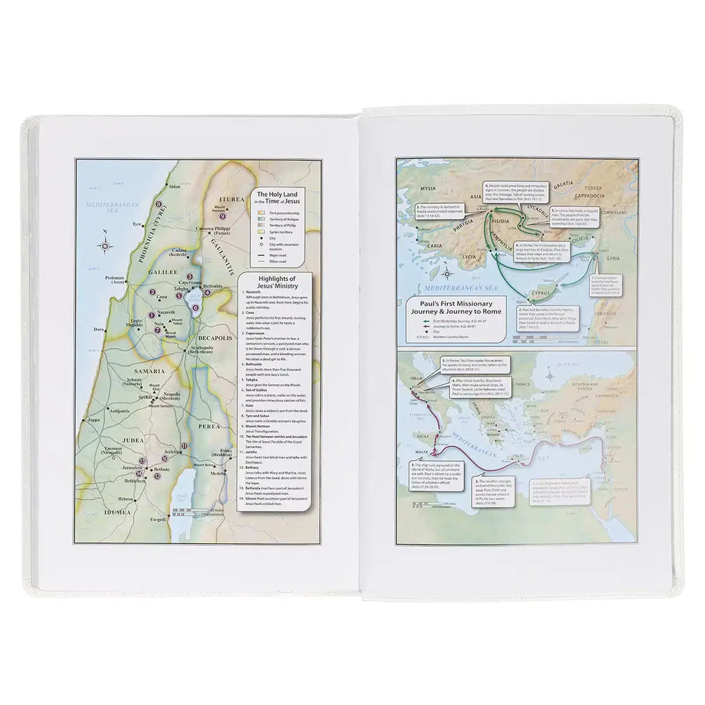 White Faux Leather Large Print Thinline King James Version Bible with Thumb Index