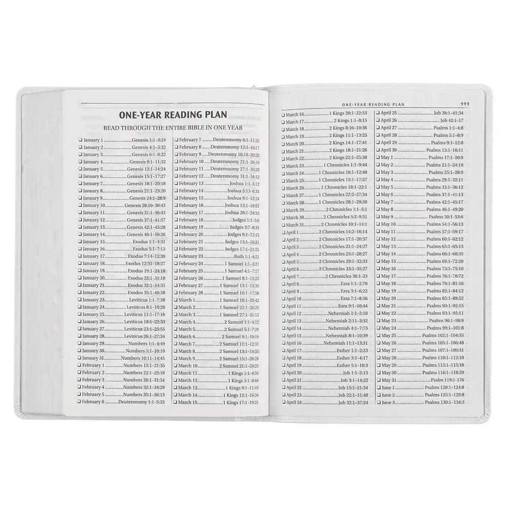 White Faux Leather Large Print Thinline King James Version Bible with Thumb Index