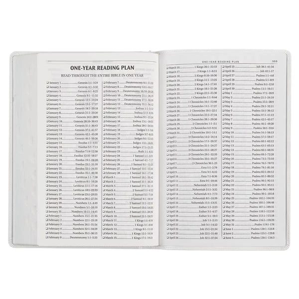 White Faux Leather Large Print Thinline King James Version Bible with Thumb Index