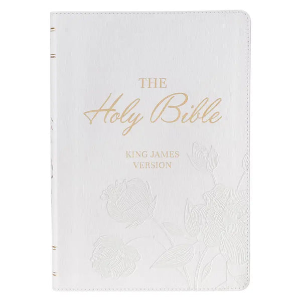 White Faux Leather Super Giant Print King James Version Bible with Thumb Index
