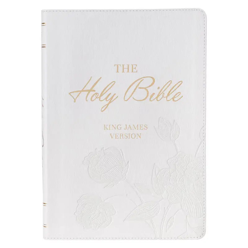 White Faux Leather Super Giant Print King James Version Bible with Thumb Index Main image