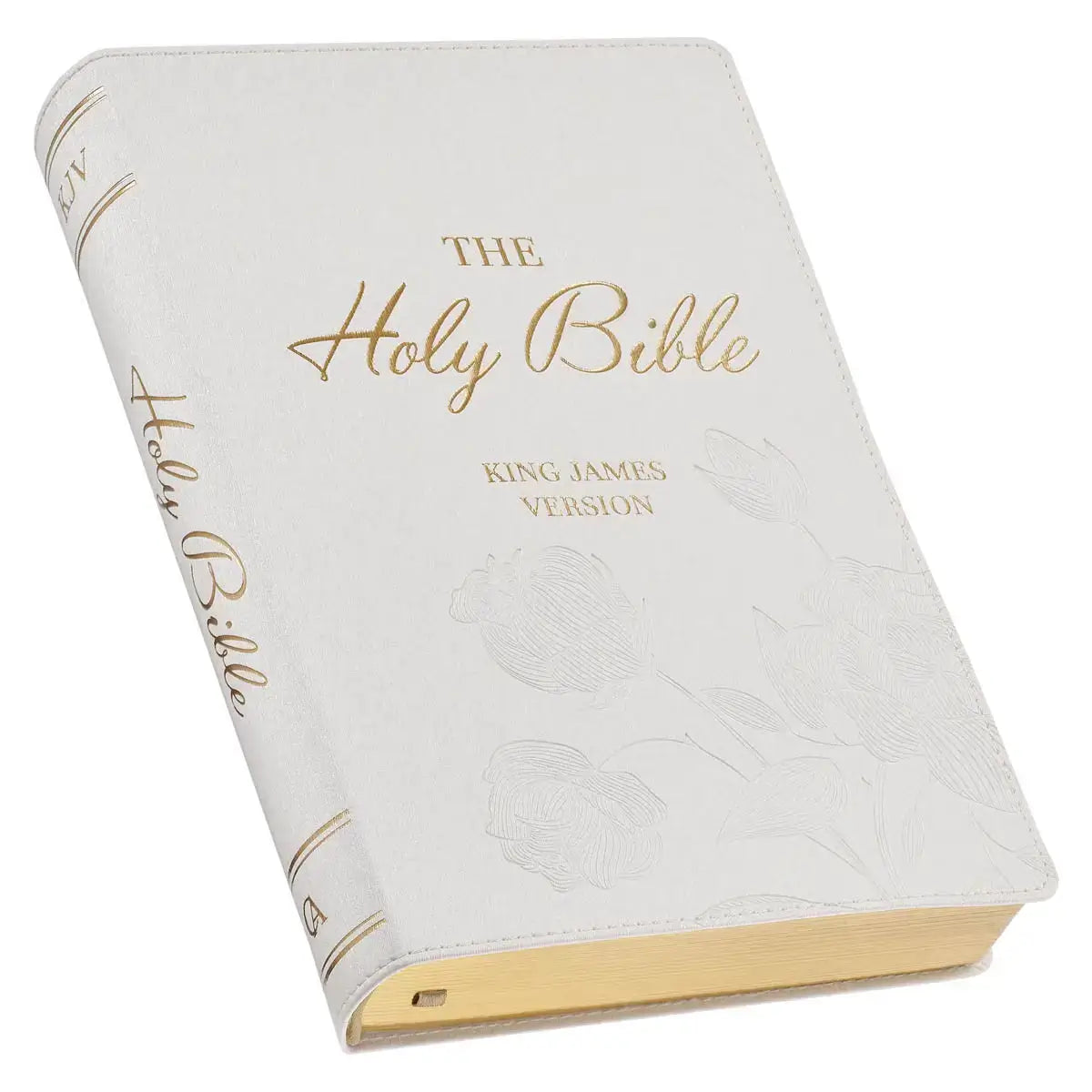 White Faux Leather Super Giant Print King James Version Bible with Thumb Index