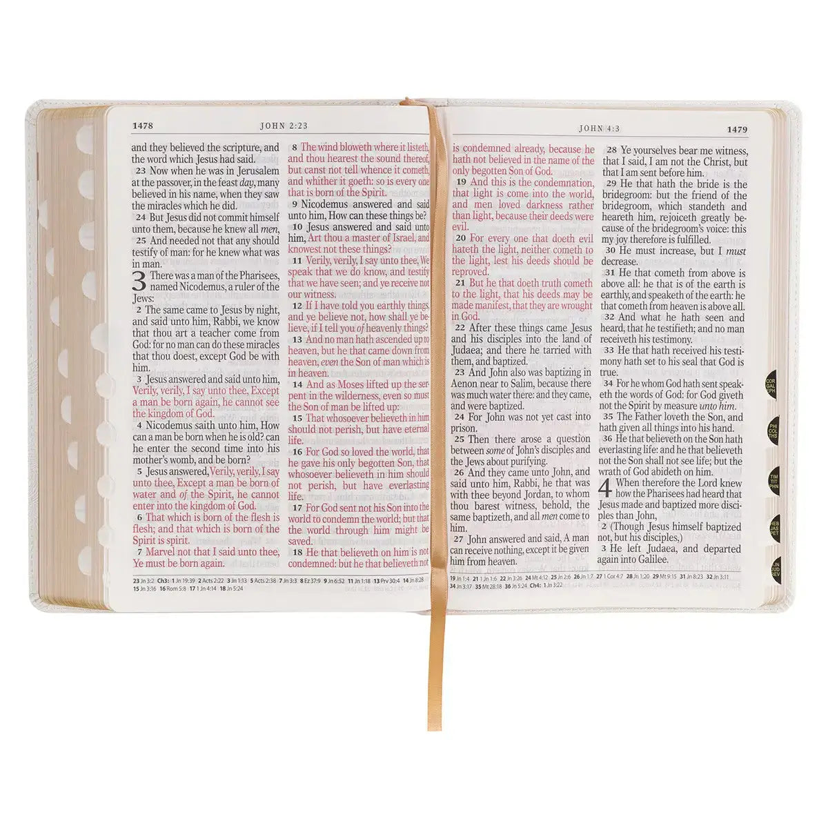 White Faux Leather Super Giant Print King James Version Bible with Thumb Index