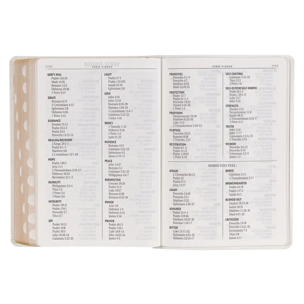 White Faux Leather Super Giant Print King James Version Bible with Thumb Index