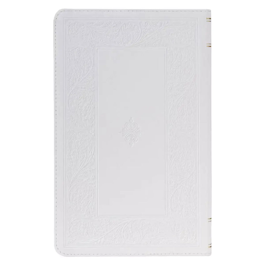 White Floral Faux Leather Giant Print Standard-Size King James Version Bible with Thumb Index