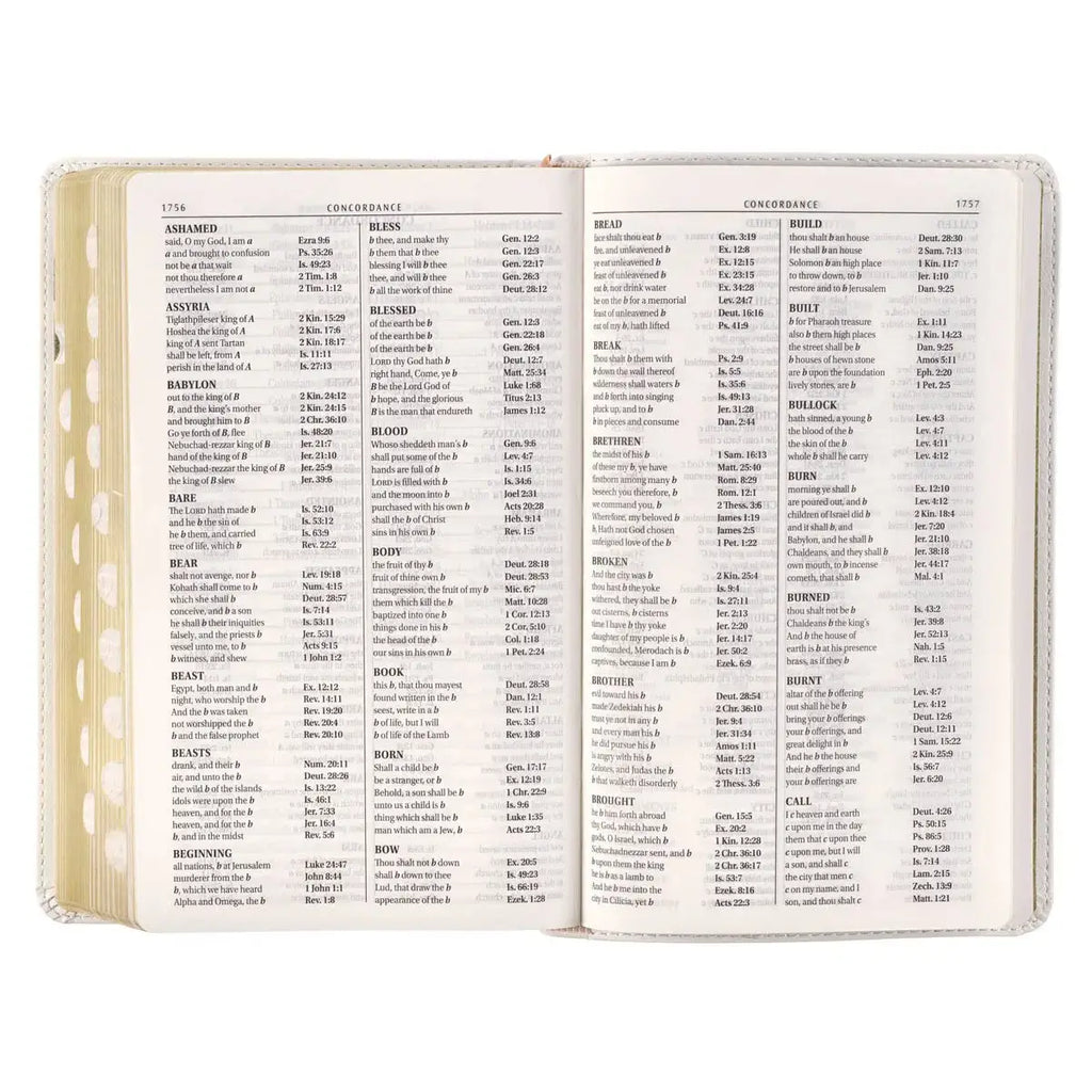 White Floral Faux Leather Giant Print Standard-Size King James Version Bible with Thumb Index