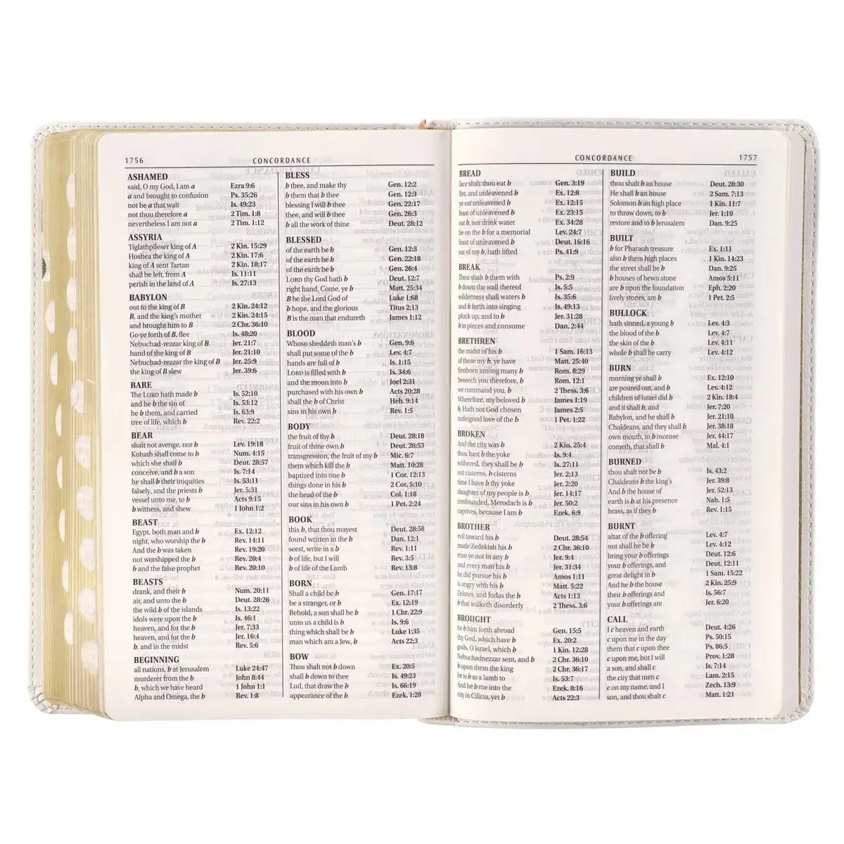 White Floral Faux Leather Giant Print Standard-Size King James Version Bible with Thumb Index