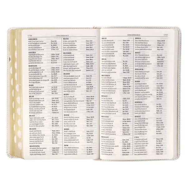 White Floral Faux Leather Giant Print Standard-Size King James Version Bible with Thumb Index