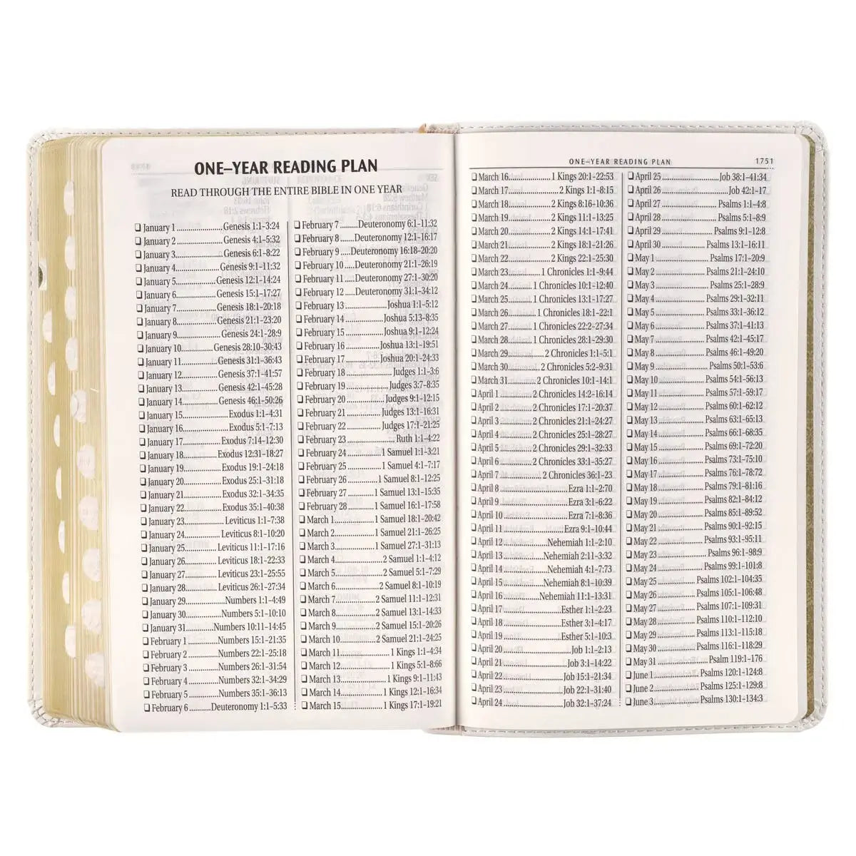 White Floral Faux Leather Giant Print Standard-Size King James Version Bible with Thumb Index