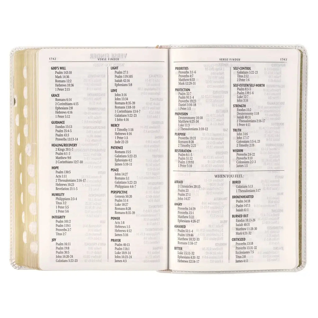 White Floral Faux Leather Giant Print Standard-Size King James Version Bible with Thumb Index
