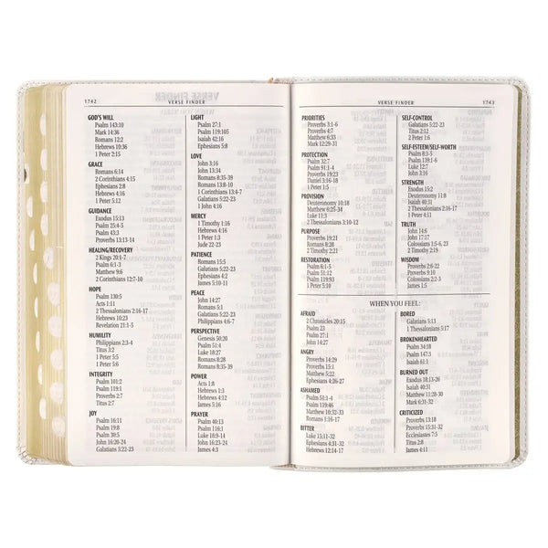 White Floral Faux Leather Giant Print Standard-Size King James Version Bible with Thumb Index